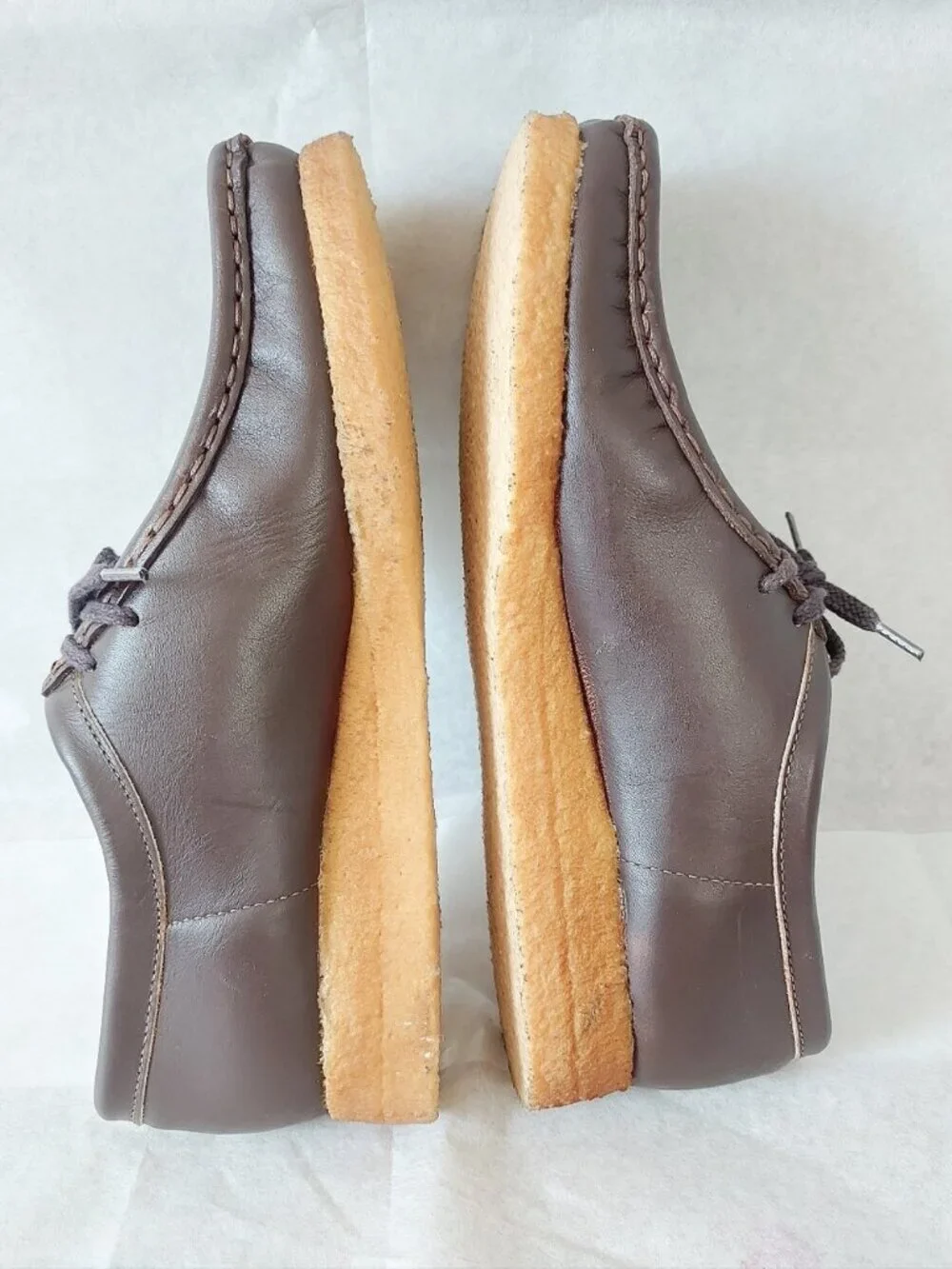 VTG Simpson's Men Natural Lace Crepe Rubber Moc Toe Shoes Size 8 D Brown Leather